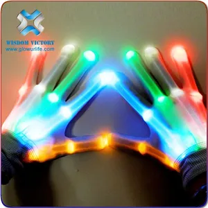 Ready Stock New 6 Mode LED Rave Light Finger Lighting Flashing Gloves LED Gloves for Halloween Christmas Party