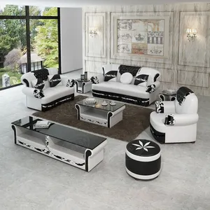 家具套装 3 2 1 座白色皮革部分沙发客厅沙发颜色风格客户在瑞典市场