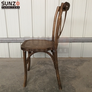 Sillas de Madera de Haya Estilo Vintage Francés con Respaldo Cruzado y Asiento Acolchado - Product Image 3