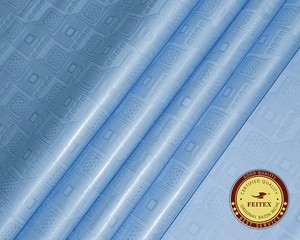 2017 Sky Blue Latest Design Guinea Brocade Styles <strong>Sewing</strong> <strong>Material</strong> for Women African Bazin Clothes Wholesale Fabric - Product Image 2