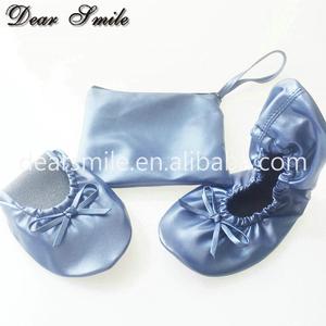Nizza Che Indossa il trasporto libero delle donne di cuoio pieghevole appartamenti nave balletto <span class=keywords><strong>scarpe</strong></span> basse blu per ufficio e <span class=keywords><strong>shopping</strong></span> - Product Image 4