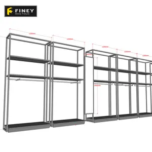 الجملة ملابس جاهزة للبيع بالتجزئة مخزن جدار رف شاشة رجالي عرض صالة عرض الملابس