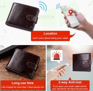 Astuto del raccoglitore degli uomini del cuoio genuino anti-perso gps supporti di carta dei soldi della borsa di sesso maschile sacchetto di immagazzinaggio - Product Image 4