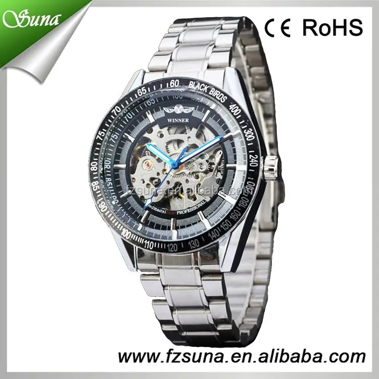 Promotional Price Mens Stainless Steel Strap Man Clock Winner Automatic Mechanical