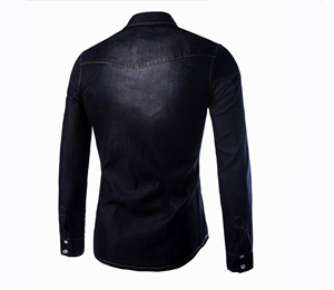 Casual mezclilla camisas Longe manga algodón lavado Jean camisa para hombres ser Popular en el deseo - Product Image 6