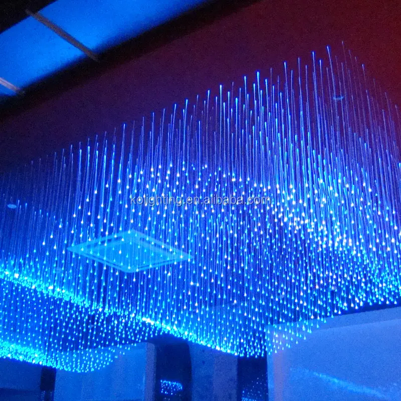 Novo moderno led fibra óptica lustre para barra grande/hotel lobby