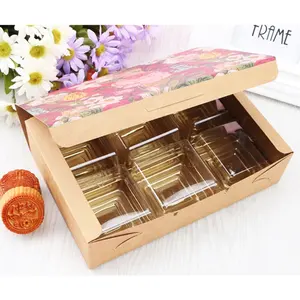 Professional custom handmade moon cake gift box cup cake packaging box kraft paper food box packaging