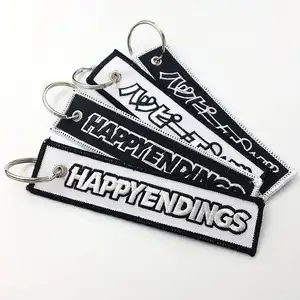 Wholesale Cheap Design Custom Brand Name Logo Embroidery Fabric Airplane Keychains