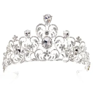 Pha Lê Hạt Rhinestone Trắng Vương Miện Cuộc Thi Hoa Vương Miện Vương Miện Búp Bê Tiara Và Crowns