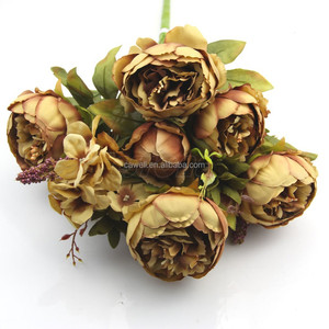 Fleurs en tissu de pivoine vintage à 10 têtes, fabrication artisanale en Chine - Product Image 2