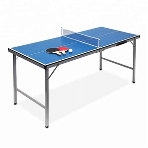 Mesa de <span class=keywords><strong>Ping</strong></span> <span class=keywords><strong>Pong</strong></span> Plegable de 150 x 67 x 71 cm para Uso en Interiores y Exteriores, Incluye Pelotas y Palas, Azul - Product Image 1