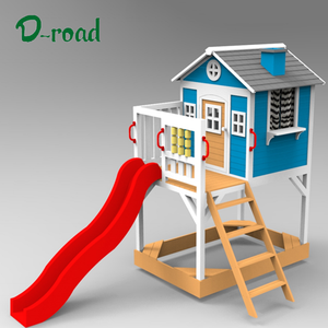 بيت لعب خشبي للأطفال من طابقين مع زحليقة - Product Image 2