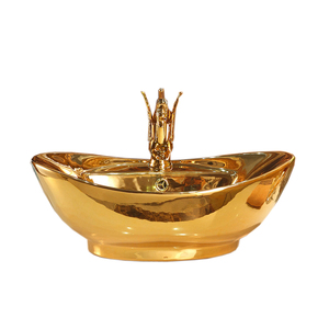 Articoli sanitari <span class=keywords><strong>di</strong></span> cui sopra montato bacino <span class=keywords><strong>di</strong></span> lavaggio a mano bagno lavello in <span class=keywords><strong>ceramica</strong></span> oro - Product Image 4