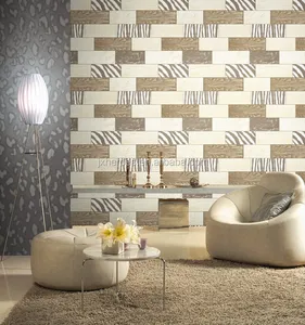 Polos dan Kayu Yang Elegan Pola Mosaik Desain Teras Balkon Dekorasi Wallpaper Vinyl