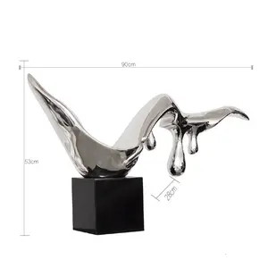 Индивидуальная Высококачественная абстрактная скульптура с серебристой хромированной отделкой для домашнего декора