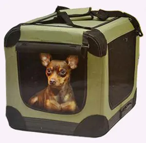 Cão de viagem crate de cão macio dobrável