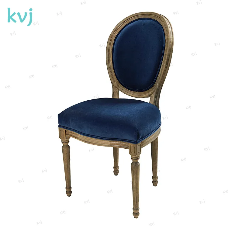 KVJ-7810 moderna francese louis xvi xv in legno intagliato navy blu sedia