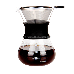 Vierta sobre <span class=keywords><strong>el</strong></span> café gotero 2 taza emparejado vidrio pyrex cafetera con decorativo manga negro color - Product Image 2