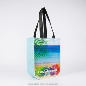 Sacs à provisions non tissés à coins ronds imprimés personnalisés avec des dessins simples Sacs fourre-tout stratifiés recyclés avec poignées <span class=keywords><strong>pour</strong></span> supermarché - Product Image 3