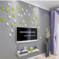 Sıcak satış yeşil yaprak şekilli 3D duvar Sticker çocuk odası dekorasyon