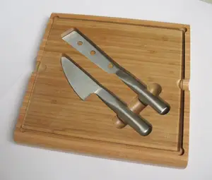 Cheese Knife with Bamboo Board and Tempered Glass Cutting Surface