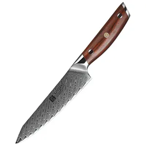 XINZUO-mango de palisandro de acero de Damasco, 67 capas populares, cuchillos de cocina diarios de corte, cuchillo de utilidad de 5 pulgadas