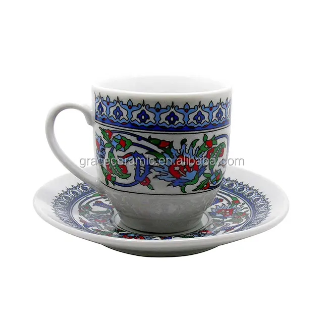 Bulk Turkish Emporium Porcelain Espresso Coffee Cup Saucer Set of 6