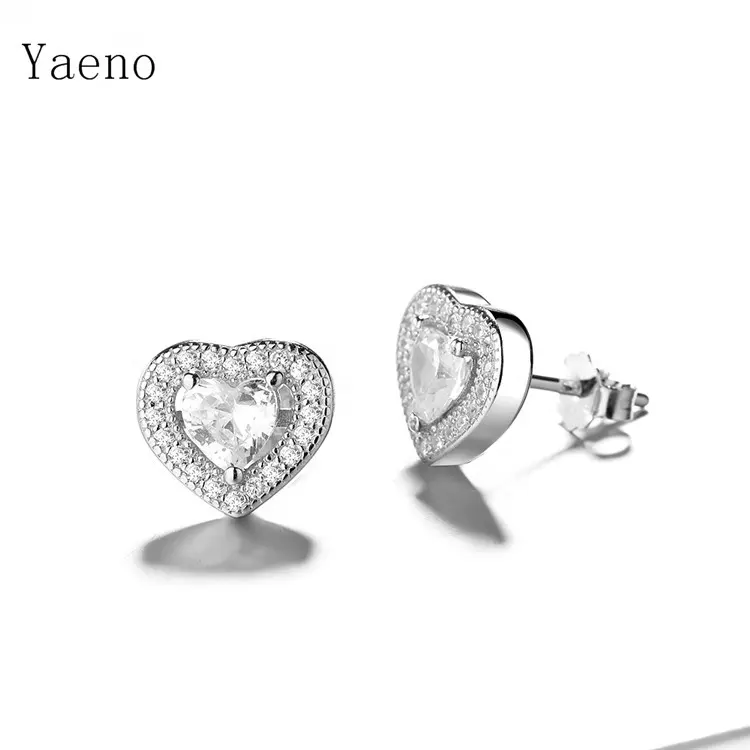 wholesale charm woman korean style 925 silver diamond love heart earrings