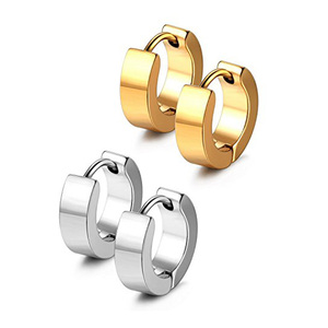 Stainless Steel Simple Design Endless Hinged 365 <strong>Sleepers</strong> Fashion Hoop <strong>Mens</strong> Gold Plated <strong>Earrings</strong> - Product Image 1