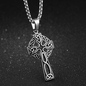 Marlary Men's Stainless Steel Large <strong>Celtic</strong> <strong>Cross</strong> Irish Knot Pendant <strong>Necklace</strong> - Product Image 4