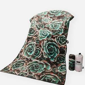 ผ้าขนหนูชายหาดรีไซเคิลผ้าแห้งเร็วดีไซน์ตามสั่งลายดอกไม้อัดลายดอกไม้สำหรับทุกวัยที่ชายหาด - Product Image 4