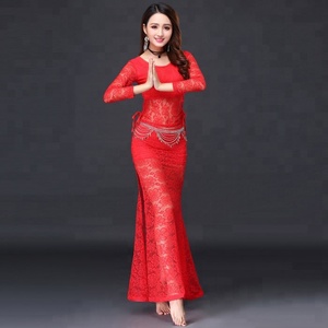 Costume de danse du ventre pour femmes,, haut en dentelle, jupe longue, ensemble de vêtements de Club, de <span class=keywords><strong>Festival</strong></span> - Product Image 6