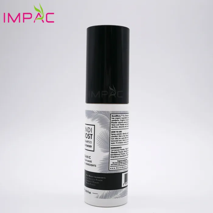 Personnalisé conception spéciale poudre pompe de pulvérisation en plastique poivre bouteille 50 ml avec merlan d'impression