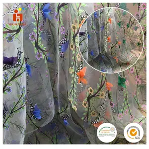 2017新しいデザイン刺繍ドレス生地3D花柄レース生地高品質アフリカフレンチチュールレース生地刺繍卸売