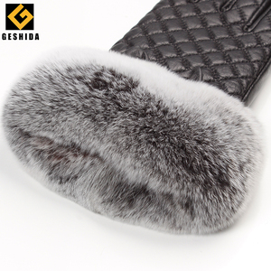 En vente chaud femmes cadeau <span class=keywords><strong>rose</strong></span> fourrure <span class=keywords><strong>cuir</strong></span> gants en peau de mouton - Product Image 6