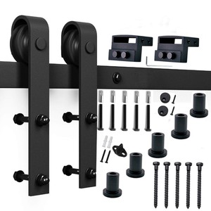 America Style Wooden Sliding Barn Door Hardware / Black Carbon Steel Sliding Barn Door Hardware - Product Image 1