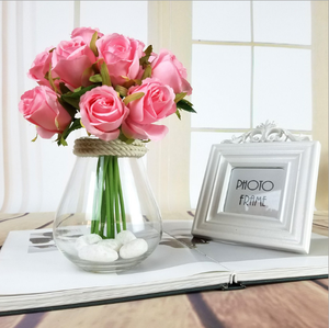 Flores artificiales de tacto real coloridas al por mayor, <span class=keywords><strong>ramo</strong></span> de flores <span class=keywords><strong>rosas</strong></span> de seda de <span class=keywords><strong>12</strong></span> cabezas para suministros de decoración de bodas, centros de mesa - Product Image 5