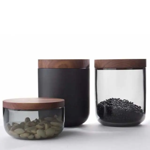 Pot en verre noir opaque à couvercle étanche, de qualité alimentaire avec couvercle hermétique