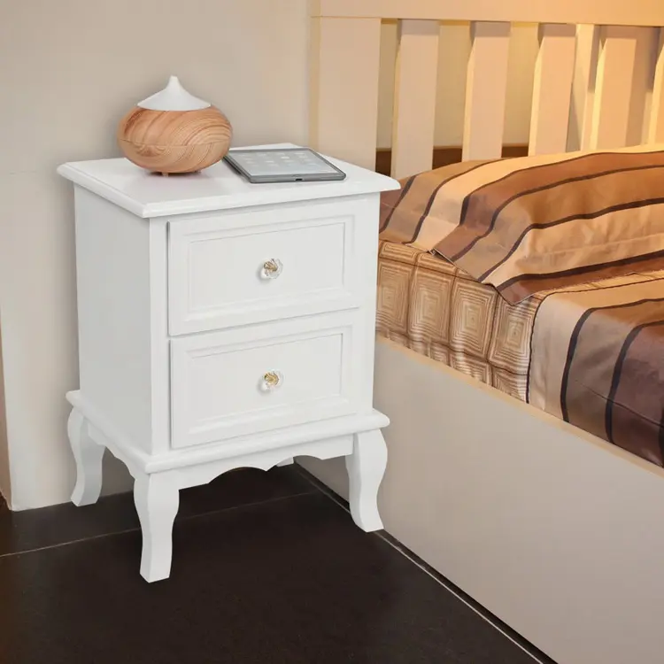 Living room wooden night stand bedside table with two drawers luxury bedside table