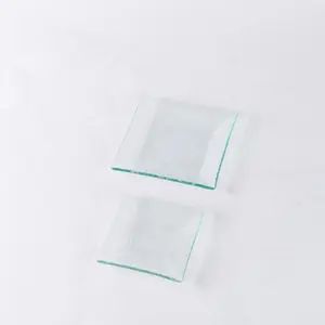 Plato de cristal cuadrado transparente para decoración de boda