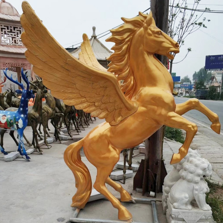 大型屋外ガーデンファイバーグラスペガサス馬像樹脂工芸品像