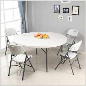 Bon marché, tables de banquet rondes en PEHD pour hôtel restaurant, <span class=keywords><strong>table</strong></span> à manger de mariage <span class=keywords><strong>pliante</strong></span> en plastique blanc - Product Image 5