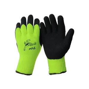 7 Gauge Acrylic Knitted Gloves Black Latex Coated Warm Gloves