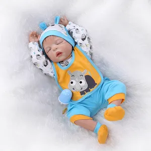 Boneka Bayi Laki-laki, Mainan Hadiah Anak Boneka Anak Laki-laki Baru Lahir, Silikon Seluruh Tubuh 56Cm Buatan Tangan