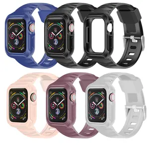 IVANHOE Casing Tahan Air untuk Apple Watch Series 4 44Mm 40Mm dengan Silikon Premium Apple Watch Band Rugged Watch Case Pelindung