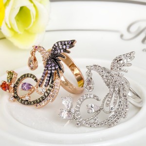 Teemi mayorista Aliexpress Nueva Diseño Oro Rosa grandes plateados Mujeres Multi Negro CZ Prong Tamaño Configurar Phenix <span class=keywords><strong>animale</strong></span> - Product Image 3