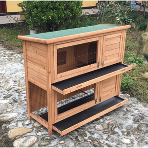 SDR020 Casa de conejo de madera personalizada con diseño de dos pisos para mascotas para animales pequeños directamente del fabricante de <span class=keywords><strong>China</strong></span> al por mayor - Product Image 4