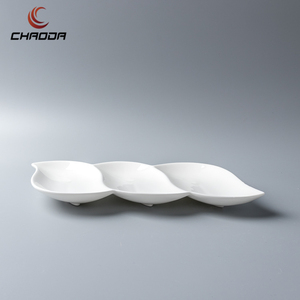 Assiettes en céramique plates de forme de <span class=keywords><strong>pois</strong></span> à trois compartiments de 10 à 14 pouces, vaisselle en porcelaine en gros, plats de service pour restaurant - Product Image 4