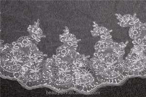 Vente en gros, dentelle longue de mariage, voile de mariage, blanc, cloche à une couche, fleur de mariage, Tulle long à la mode HL26 - Product Image 4