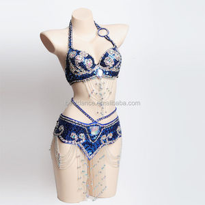 <span class=keywords><strong>Costume</strong></span> di danza del ventre Set <span class=keywords><strong>reggiseno</strong></span> con perline Top cintura Hip foulard completo <span class=keywords><strong>Costume</strong></span> Bollywood - Product Image 1